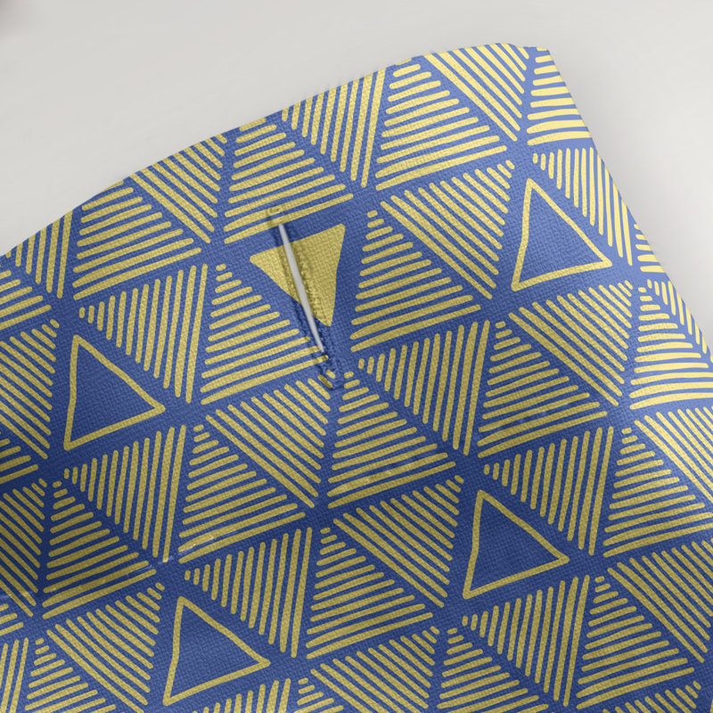 Rideau de douche simple à triangles à main classique Patricia Geoffrey, Bleu/jaune, Yes