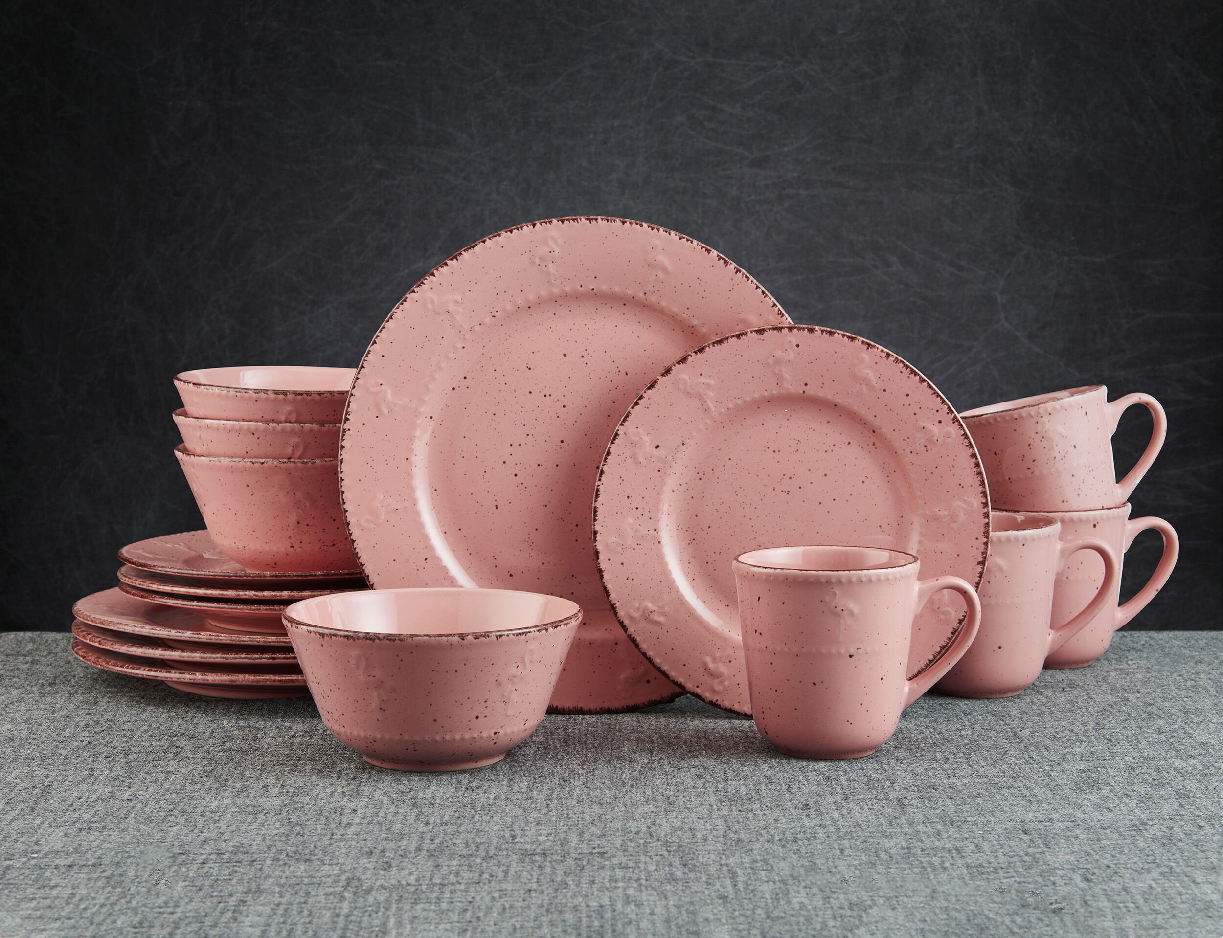 Pfaltzgraff Flamingo 16-Piece Stoneware Dinnerware Set, Service for 4 & Reviews | Wayfair