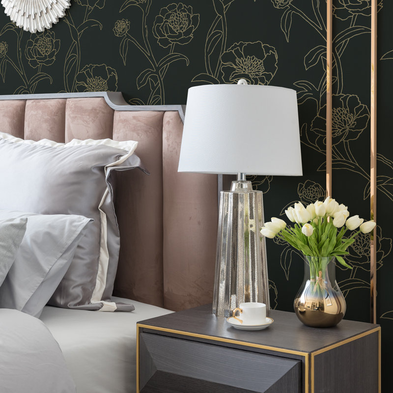 Bogomila 16.5' L x 20.5" W Peel and Stick Wallpaper Roll, 16.5" L x 20.5" W, Metallic Gatsby Gold