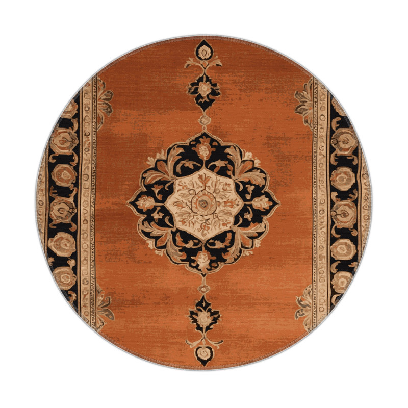 Tapis d'intérieur et d'extérieur brun français, Rond 5 pi