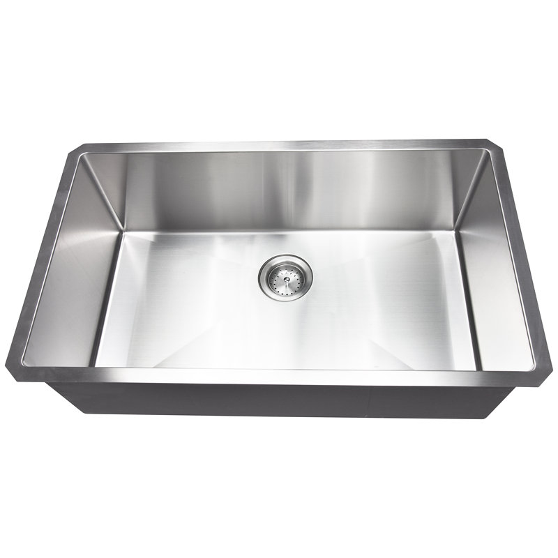 Évier de cuisine à simple cuve en acier inoxydable calibre 16 de 32 po x 19 po SleekSteel