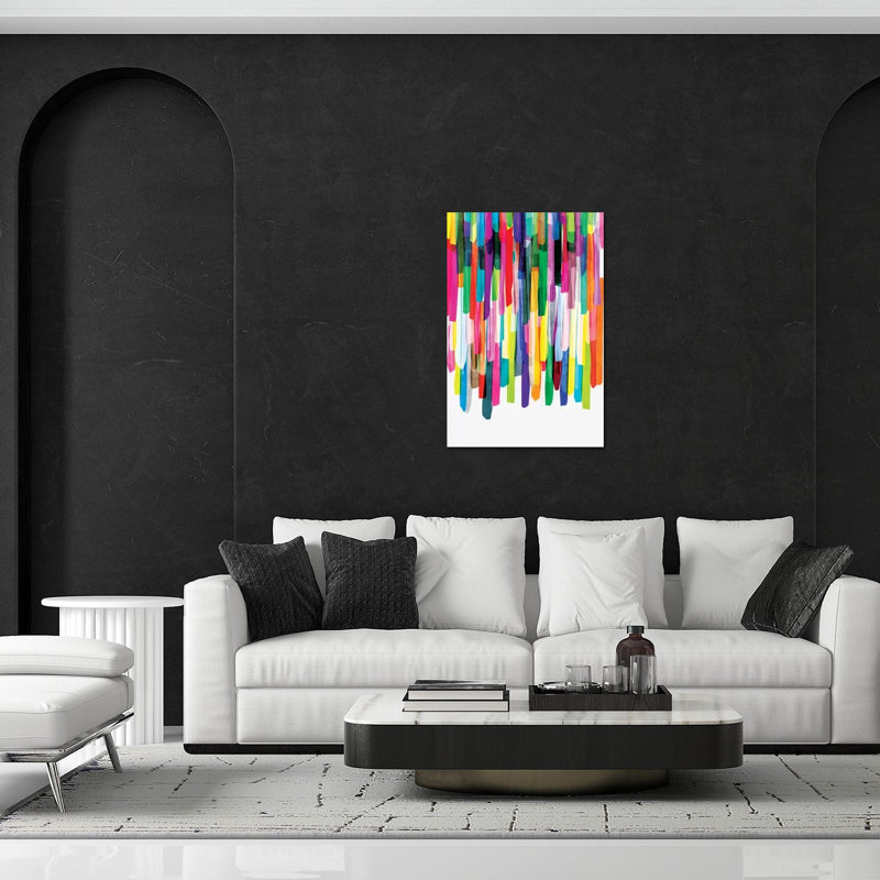 Impression de rayures colorées IV sur verre acrylique, H 24 po x l 16 po x P 0,25 po
