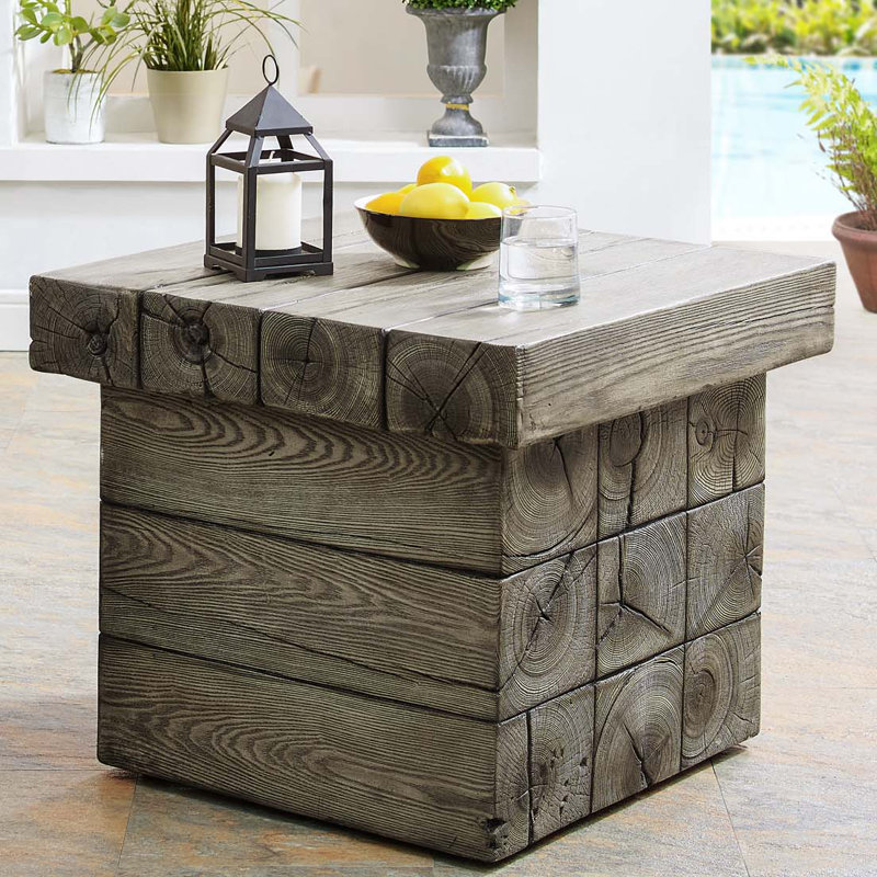 Manteo Rustic Coastal Outdoor Patio Side Table