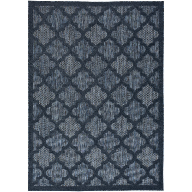 Tapis intérieur / extérieur bleu marine Adianey Red Barrel Studio Easy Care, Tapis de couloir 2 pi x 4 pi