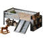 Lit plateforme avec garde-corps, tablette de rangement simple, glissade et cadre en bois gris, aucun sommier requis, installation rapide du cadre-130115593