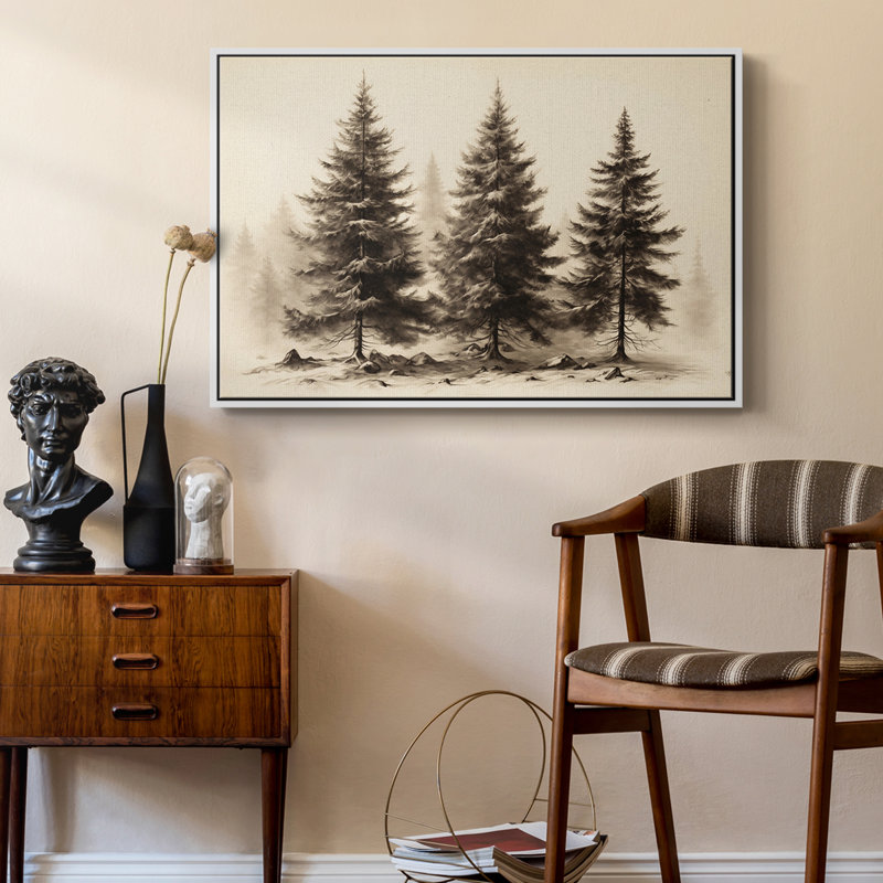 Paysage rétro CLCL, Toile encadrée, H 27 po x l 41 po, Blanc