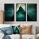 «Green Abstract Echoes of Pyramid III» - art mural géométrique