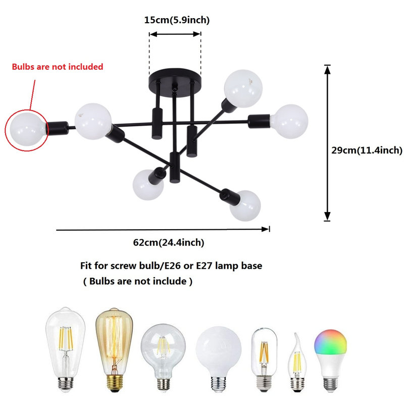 Lustre sphérique spoutnik à 6 lumières Coblitz, Noir