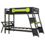 Lit superposé simple avec 2 bureaux de jeu intégrés, ports USB et rangement perforé, lit mezzanine pour 2 utilisateurs E-Sports, vert-883011838-883011836