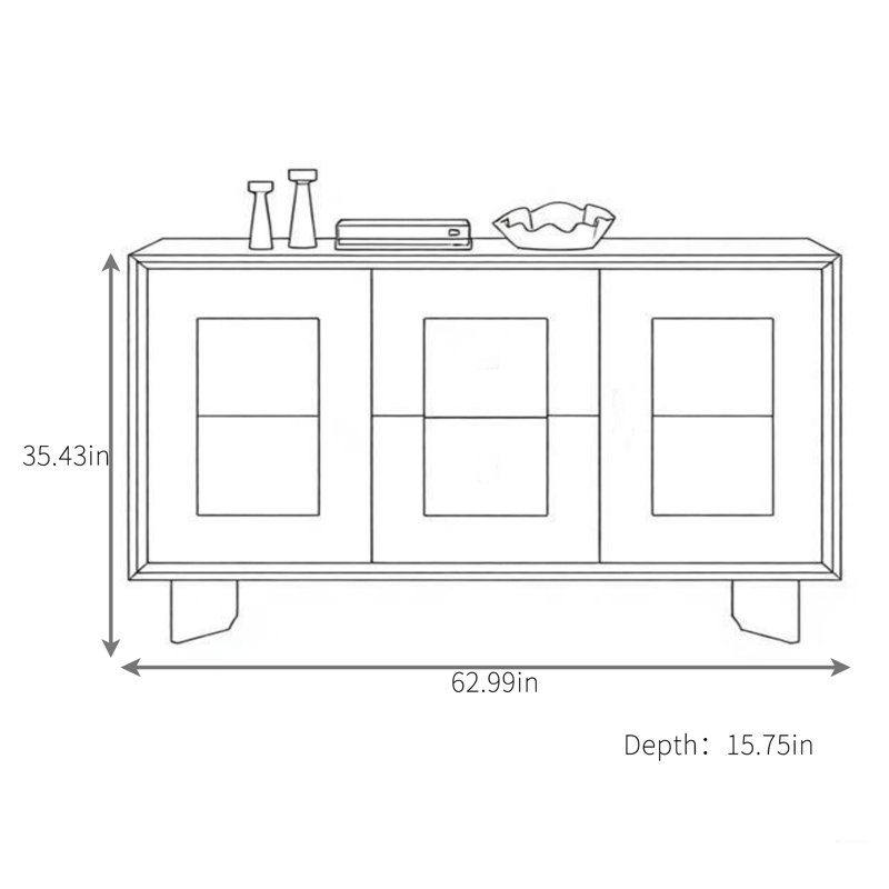 Buffet grande capacité multifonctionnel, H 35,43 po x l 62,99 po x P 15,75 po