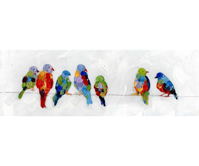 Oiseaux colorés sur toile métallique - Animaux bleus