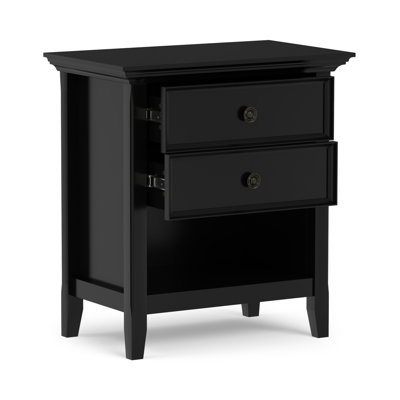 Amherst 24"W Solid Wood Transitional Nightstand with 2 Drawers and Open Storage Shelf