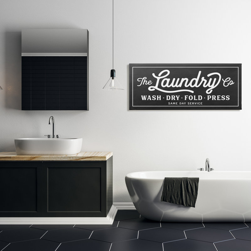 Art rétro sur toile tendue, "Vintage Laundry Sign", H 20 po x l 48 po