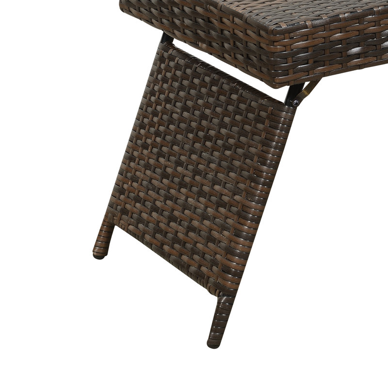 Rectangular Wicker/Rattan Outdoor Folding Coffee Table, Brown