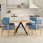 Ensemble de 2 chaises de salle à manger modernes en bois et lin mélangé bleu-1407501185