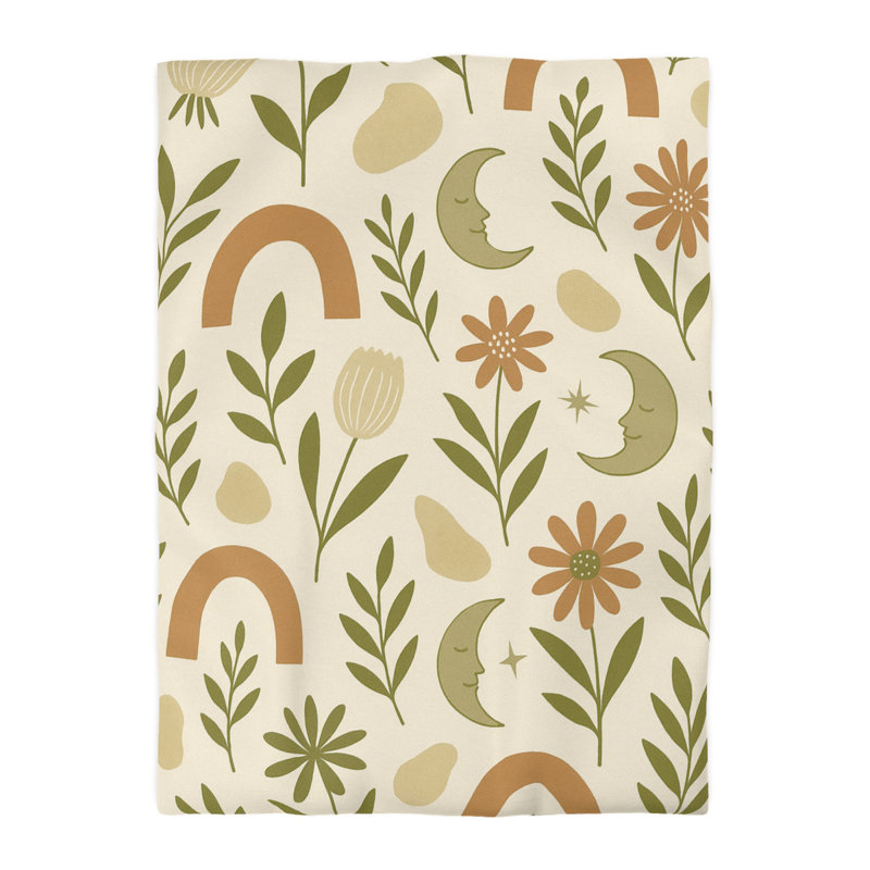 Microfiber Duvet Cover Boho Style, Design 54, Twin XL Duvet Cover, Cream