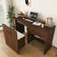 Bureau multifonctionnel extensible, bureau pliable, table de maquillage avec miroir, a 3 modes d'utilisation, équipé d'un tabouret de rangement, adapté pour la chambre à coucher, appartement-1331010387