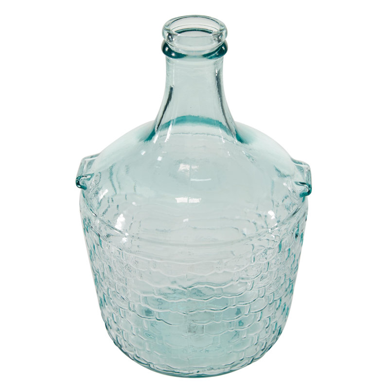 Siebert Recycled Glass Spanish Bottle Decorative Vase with Bubble Texture, 12" H x 8" W x 8" D