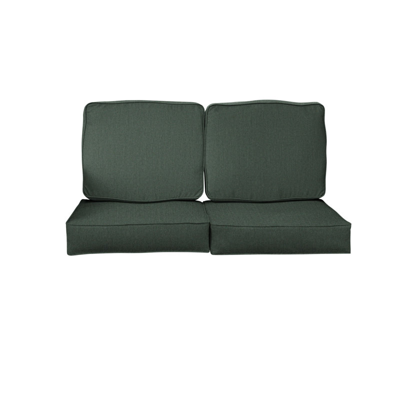Outdoor 5'' Loveseat Seat / Back Cushion, 30" W x 27" D, Cast Ivy Sunbrella® Plainweave