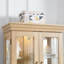 Armoire en verre éclairée à tablettes réglables - fini chêne de style rétro