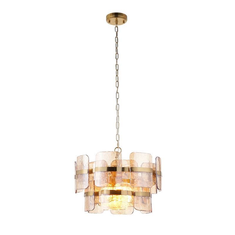 Genevieve 3 - Light Unique/ Statement Chandelier, Brushed Aged Brass & Champagne Glass, 3