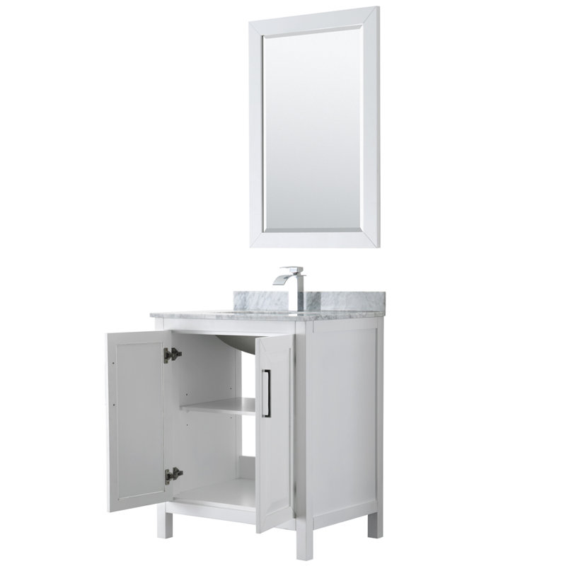 Daria 30'' W Single Vanity, White, Carrara Cultured Marble, Polished Chrome