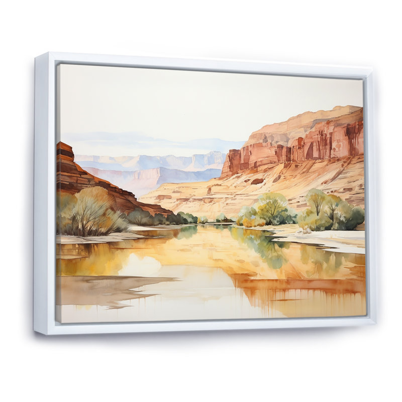Minimalisme, vue de canyon sur toile, Cadre flottant blanc, H 30 po x l 40 po x P 1,5 po