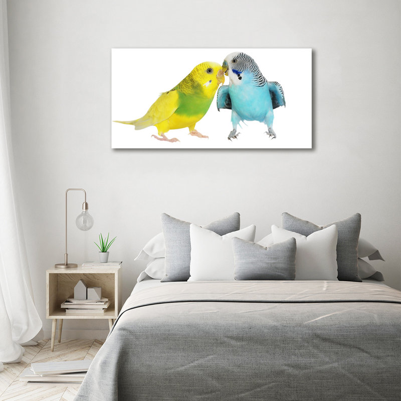 Budgies - No Frame Print on Canvas, 70cm H x 140cm W, Wrapped Canvas