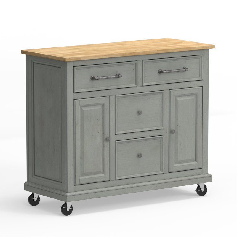 Chariot de cuisine Andilynn, Bois massif, Gris antique