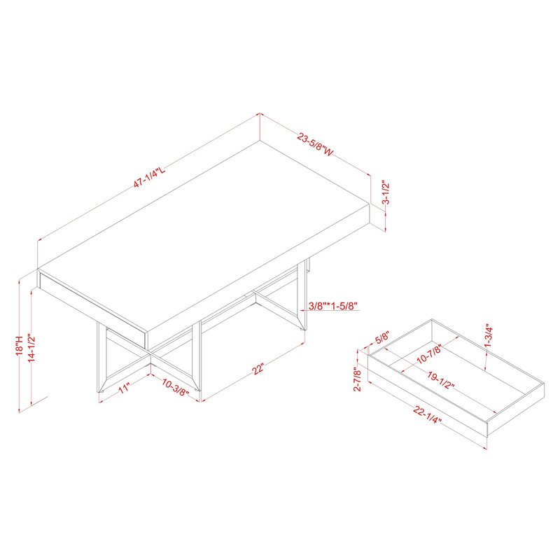 Table basse 4 pieds avec rangement Celetha