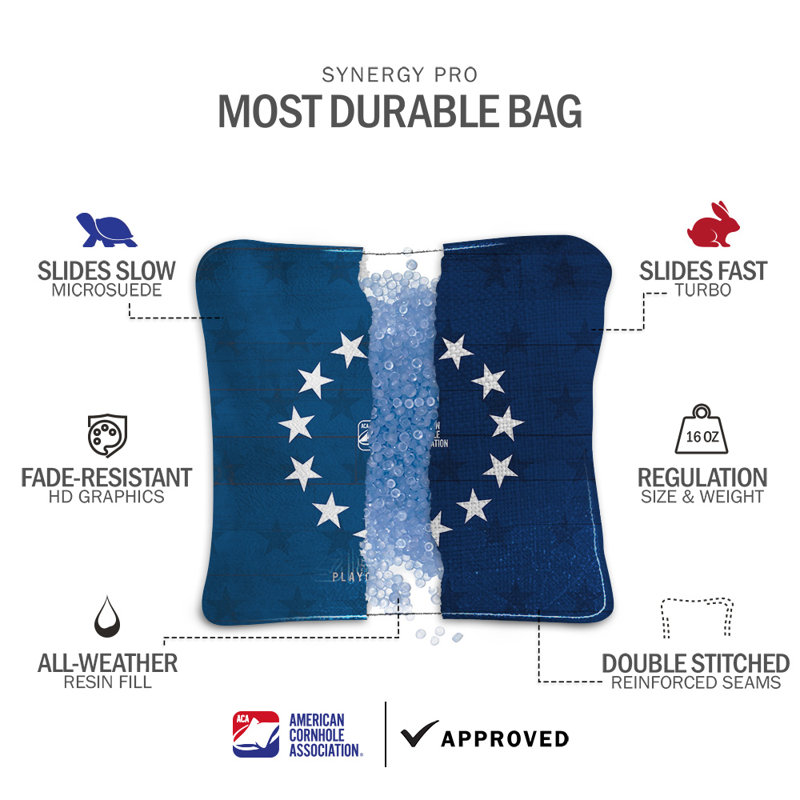 Sacs de cornhole Betsy Ross Synergy Pro, Bleu