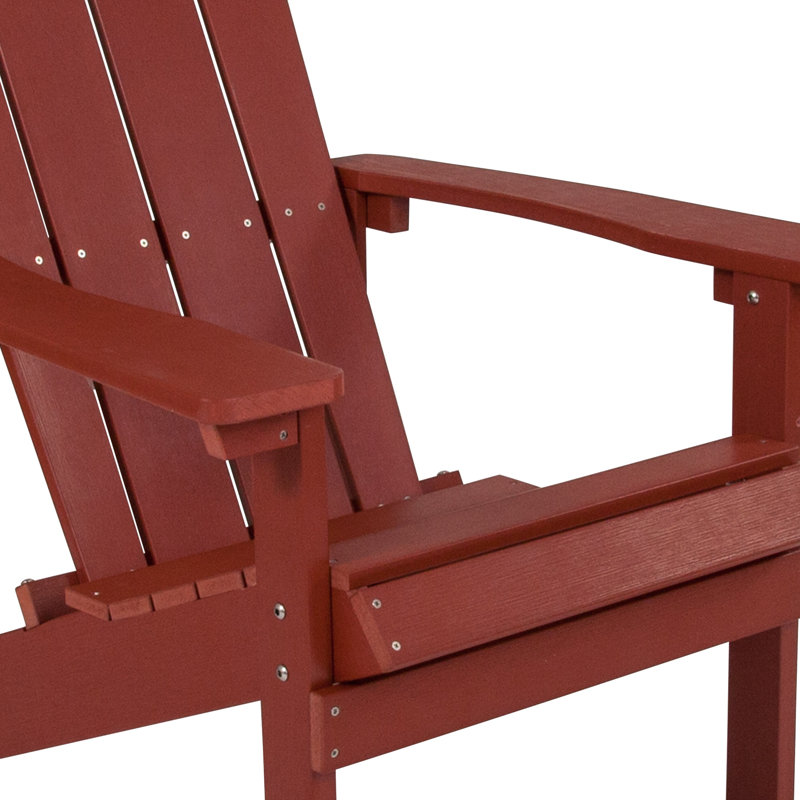 Chaise Adirondack commerciale en résine de polyester toutes saisons, rouge