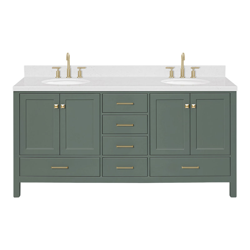 Amariani 72.25'' Double Bathroom Vanity with Top, Vintage Green, Oval