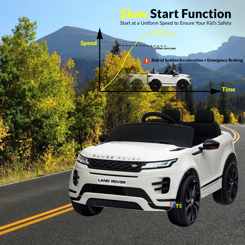 White 12-Volt Ride-On Car with Leather Seat and MP4 Screen