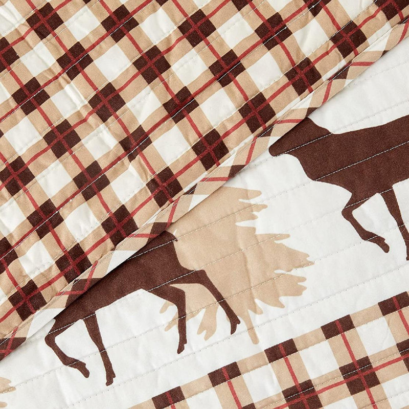 Rustic Red and Taupe Microfiber Reversible Full Quilt Set