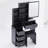 29.2" Small Space Left Bedside Cabinet Vanity Table + Cushioned Stool, Extra Large Right Sliding Mirror, Multi Layer High Capacity Storage-856838476