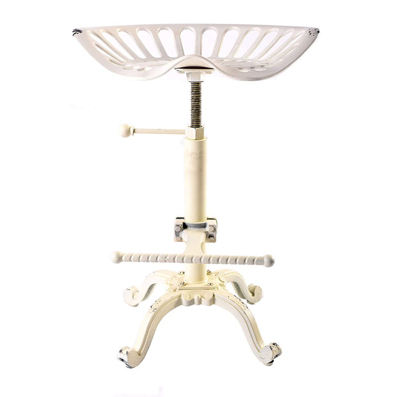 Elinna Swivel Adjustable Height Counter Stool with Metal Frame, Antique White