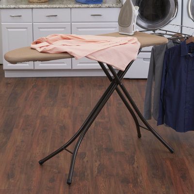  Wide Top Ironing Board, 4-Legs, Steel Top Ironing Board with Fixed Iron Rest, FiberTech Cover and Fiber Pad, Scorch and Stain Resistant