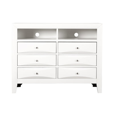 Commode blanche moderne avec rangement en panneau de particules pour espaces de vie polyvalents