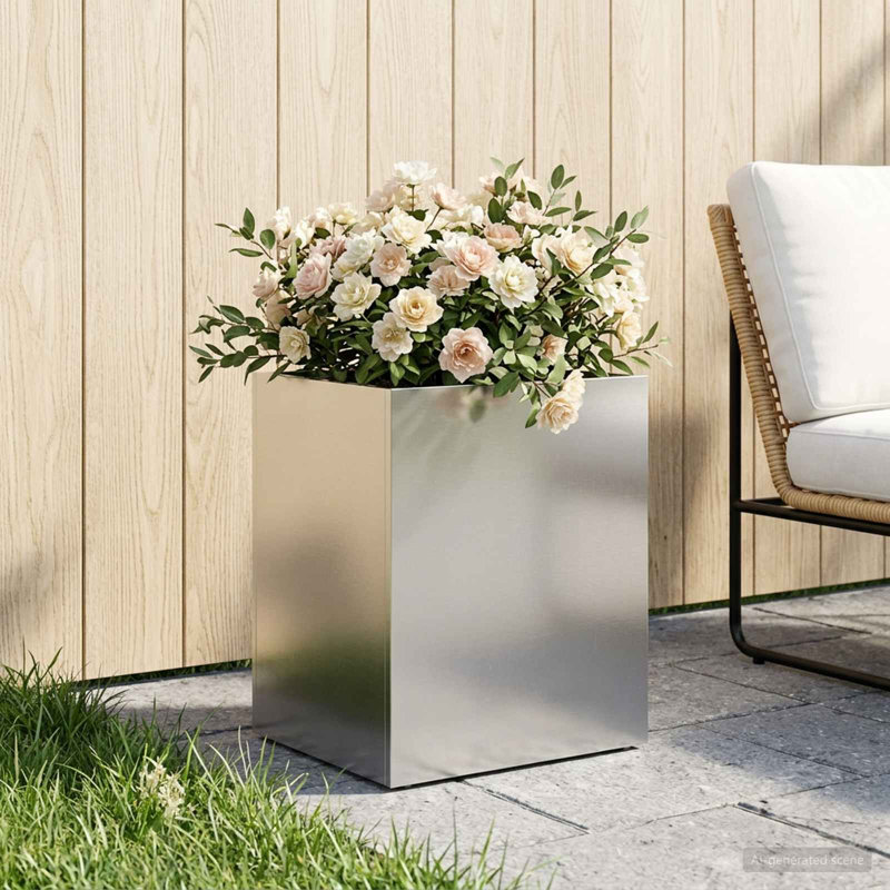 Stainless Steel Outdoor Raised Garden Bed, 75cm H x 50cm W x 20cm D, 1