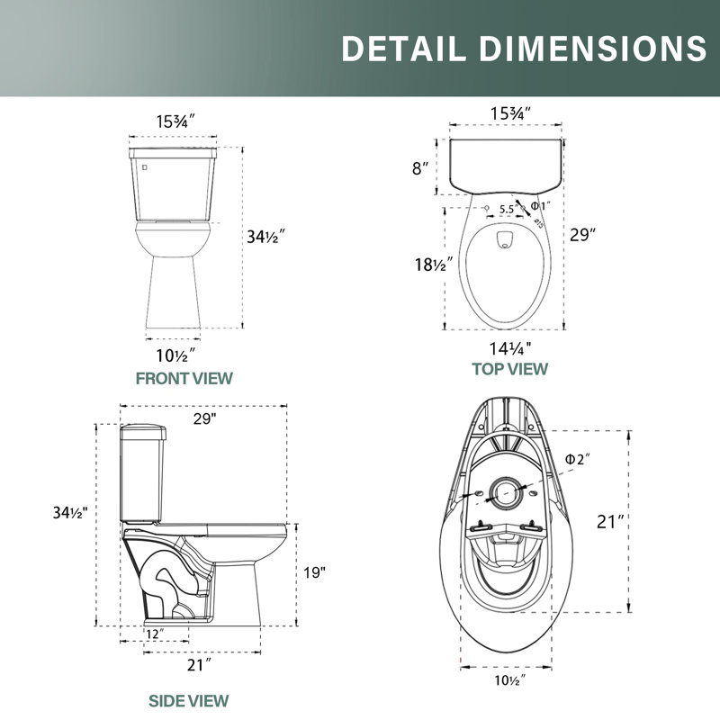Aguamaph 20 in. White Elongated Two-Piece Toilet with Seat