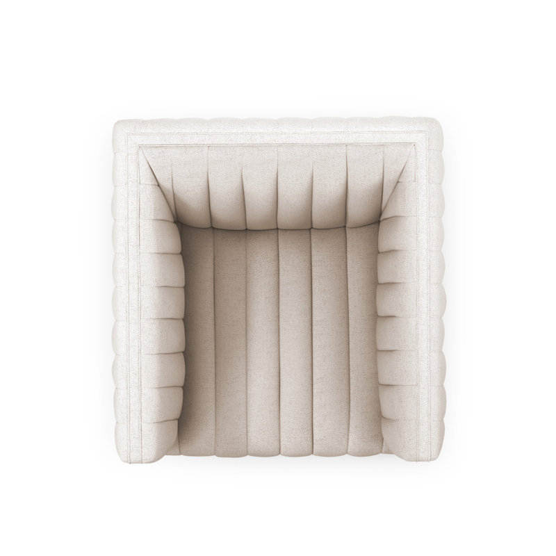 Augustine Swivel Armchair, Dover Crescent White Linen Blend