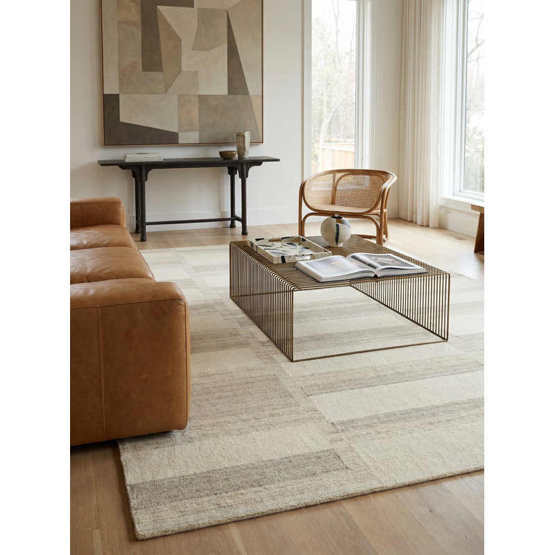 Tero Hand Tufted New Zealand Wool Beige/Ivory Area Rug, 8'X10'