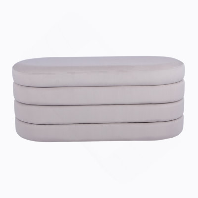 Velvet Ottoman Bench With Storage, Taupe