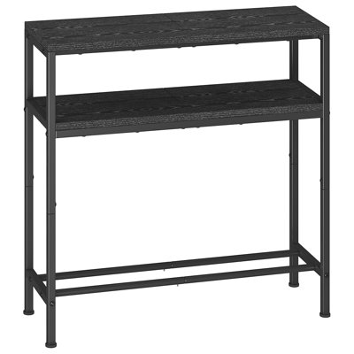 Table de hall d'entrée avec rangement, console à 3 niveaux de 31,5 po de largeur, canapé industriel avec tablettes ouvertes, tables de vestibule pour le vestibule, le couloir, la cuisine, le salon et la chambre à coucher, noir