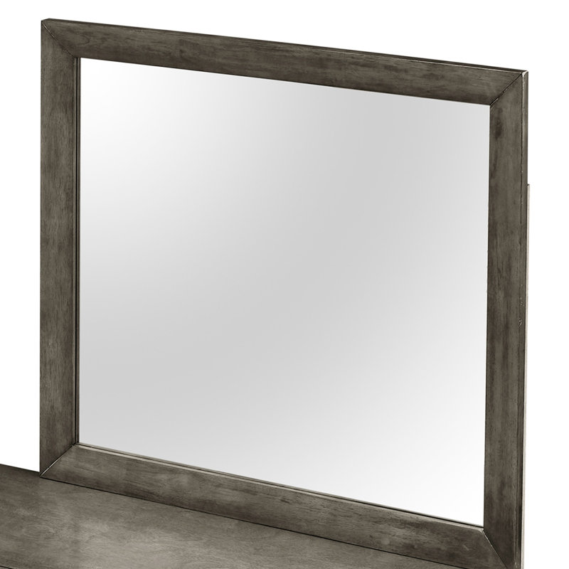 Miroir mural contemporain gris pour tous les emplacements - H 39 po x l 35 po x P 1 po, aucun assemblage requis, illumine et agrandit l'espace, entretenu sans effort dans un état remarquable