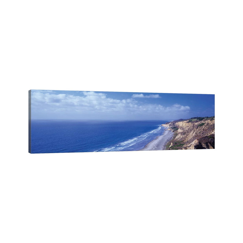 High Angle View Of A Coastline, Torrey Pines State Reserve, La Jolla, San Diego, California, USA by Panoramic Images - Wrapped Canvas Panoramic Print