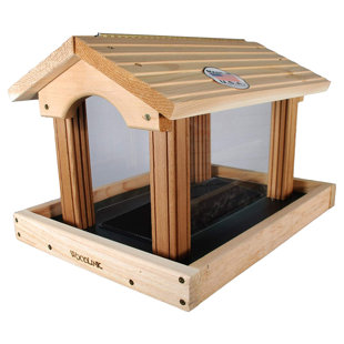 Wood Pole Hopper Bird Feeder