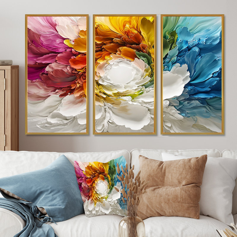 «Vortex rose de la vie accentué de bleu III», ensemble de reproductions d'art mural, Métal métal, H 40 po x l 60 po x P 1 po