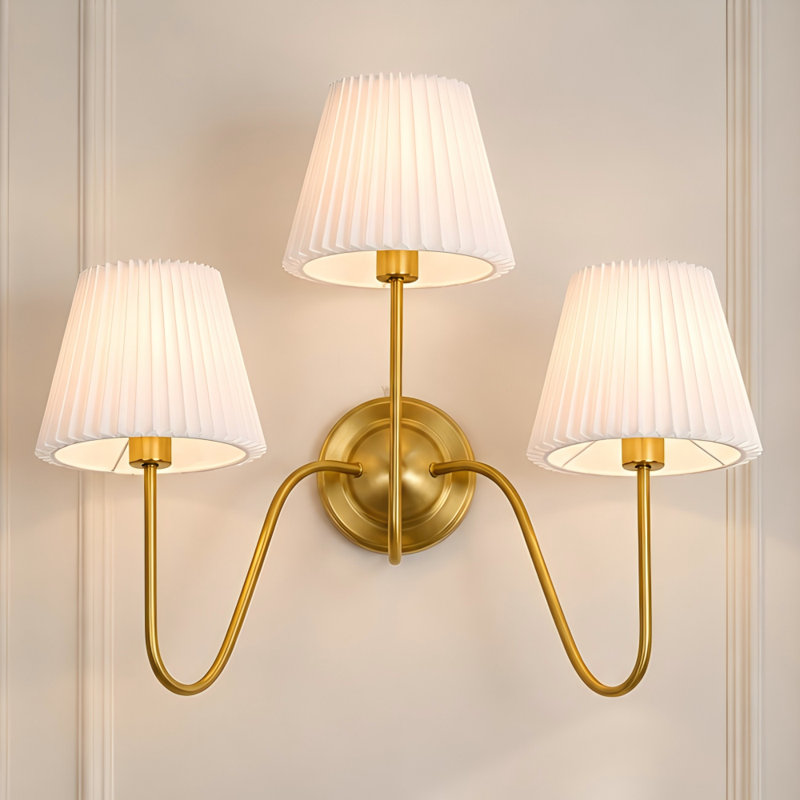 3-Light Traditional Pleated Fabric Wall Sconce